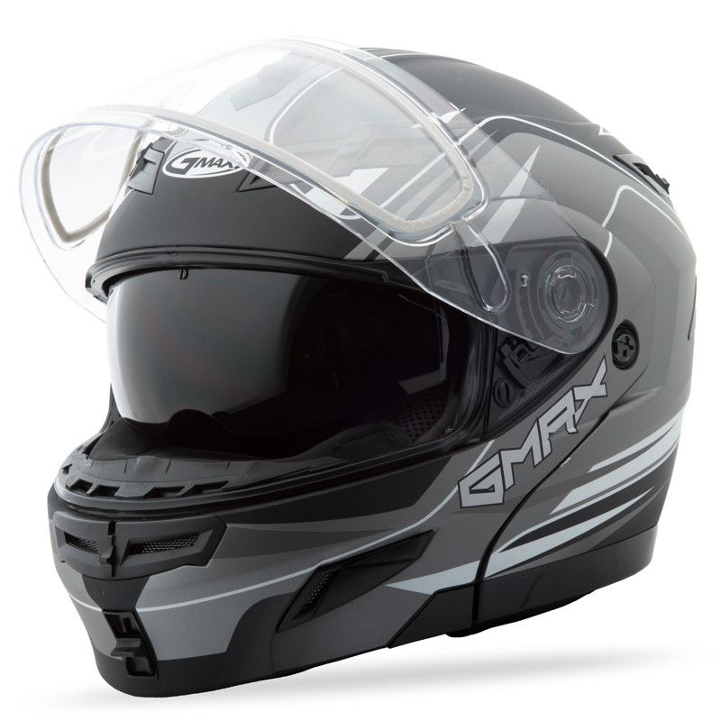 GMAX GM-54S MODULAR HELMET TERRAIN MATTE BLACK/SILVER X - ATV